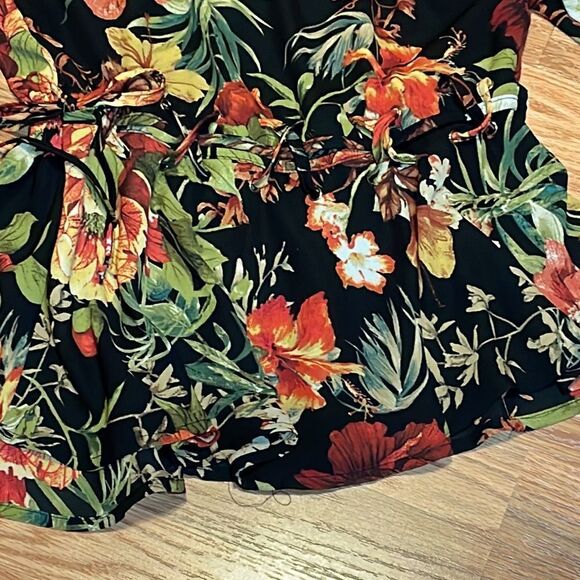 Floral Fall Boho Blouse, Top, midriff laces, M - Picture 3 of 8